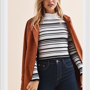 Striped mock neck sweater